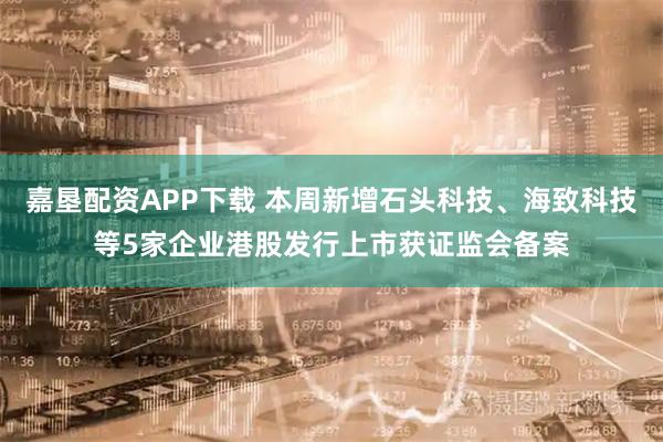 嘉垦配资APP下载 本周新增石头科技、海致科技等5家企业港股发行上市获证监会备案
